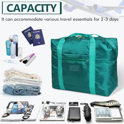 Travel Duffel Bag 12 PCS Foldable Travel Bag Bulk Carry on Luggage Bag Waterproof Tote Sports Gym Bag Lightweight Large Weekender Overnight Bag for Women and Men (Green 12PCS) - color: Green 12PCS