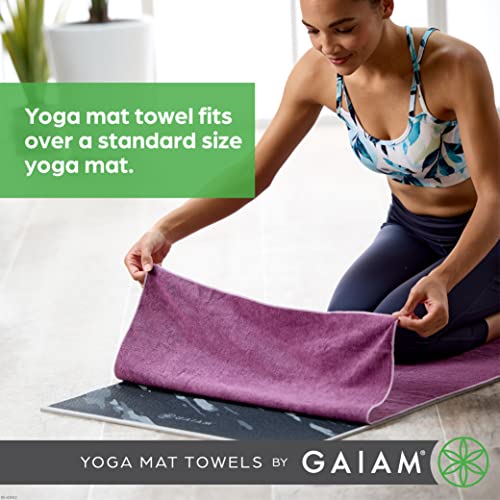 Gaiam Yoga Mat Towel, Non-Slip Microfiber, Hot Yoga (Folkstone Grey) | Mat-Sized Fit | Quick-Dry Microfiber | Non-Slip Silicone Bottom | Machine Washable | Hot Yoga & Pilates | 68"x24" - color: Folkstone Grey, size: 24"W x 68"L