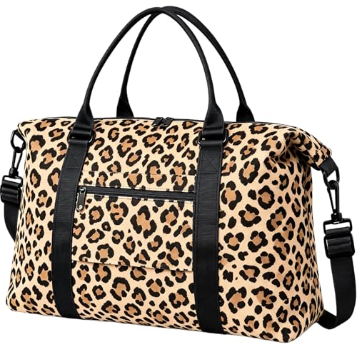 TOPBAG Travel Duffle Bag, Waterproof Weekender Carry On Tote Bags for Women, Sport Gym Bag for Men, Hospital Bag for Labor and Delivery, Overnight Luggage Bag with Trolley Sleeve Coral Pink - color: Panther