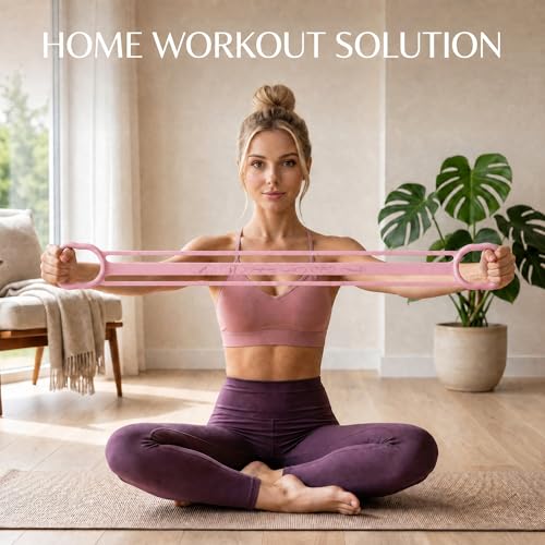 3 Pack Resistance Bands with Handles, Shoulder Trainer for Physical Therapy Home Workout Pilates, Ergonomic Grip Durable Exercise Bands - color: Pink (3 PCS)