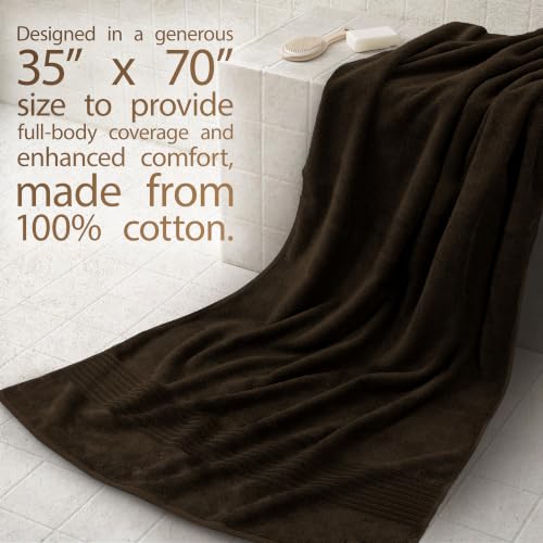 Cotton Paradise 100% 면 터키쉬 타월 세트, 부드럽고 흡수력이 좋은 빠른 건조, 88.9x177.8cm(35x70인치) 목욕 시트 2개 세트, 초콜릿 - color: 초콜릿 브라운, size: 35"x70"