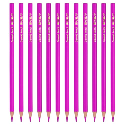 PATIKIL Rose Red Colored Pencils Set,12 Pcs Oil Color Pencils Wooden Coloring Drawing Pencil for Artists Art Painting - color: Rose Red