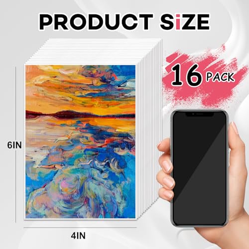 ESRICH 16 Pack 4x6 Inch Small Canvases for Painting, Painting Canvas 4x6 Inch Cotton Primed Acid Free Mini Blank Canvas Panels for Oil Paint,Watercolor,Acrylic Paint, Gouache, Tempera - size: 4x6in