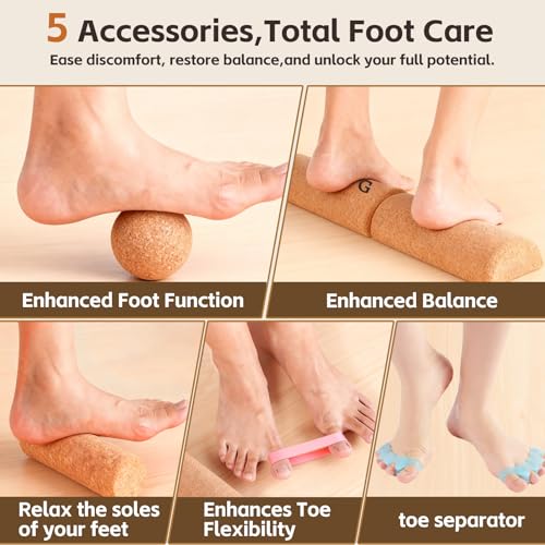 Premium Cork Balance Board for Foot Recovery & Mobility, Professional Foot Strengthening & Balance Training Kit for Plantar Fasciitis Relief, Physical Therapy & Stability - size: Full Premium Kit