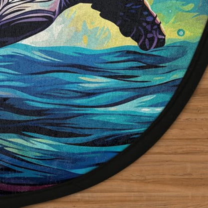 Ocean Turtle Round Area Rug 3Ft Abstract Turtle Circle Carpet Floor Mat - color: Ocean Turtle, size: 3 ft
