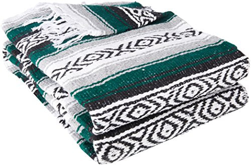 YogaDirect Deluxe Mexican Yoga Blanket - color: Dark Green