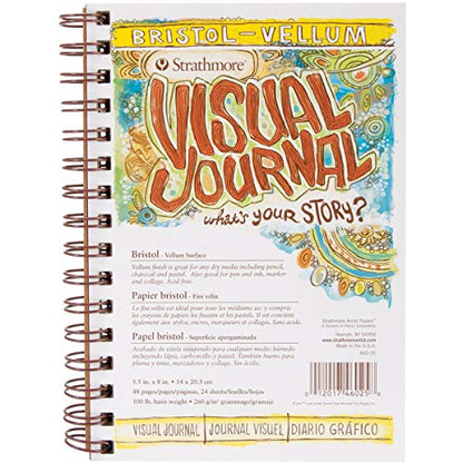 Strathmore 300 Series Visual Bristol Journal, 5.5"x8" Vellum, Wire Bound, 24 Sheets - size: 5.5x8.5, style: Bristol Vellum