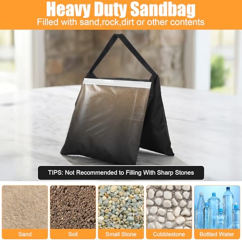 8 Packs Weighted Sand Bags, Heavy Duty Sandbags Weight Bags, Tripod Weight Sandbags for Canopy Tent, Umbrella Base, Backdrop Stand, Photo Tripod, Picnic Table,Fishing Chair (Black)