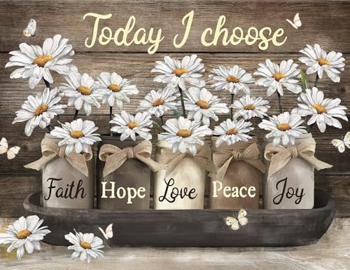 Axquilon Inspirational Diamond Art Kits for Adults 16x12inch | Diamond Painting Kits for Beginners, 5D Daisy Round Full Drill Gem Art for Adults, Paint by Diamonds Pictures DIY Crafts Kits - color: Daisy