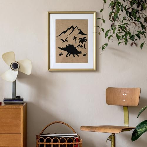 80 Pcs 3 x 3 Inch Stencils for Painting on Wood, Reusable Dinosaur Animal Mountain Plastic Stencils DIY Craft Paint Template Set for Wall Card Rock Home Decor - style: Dinosaur
