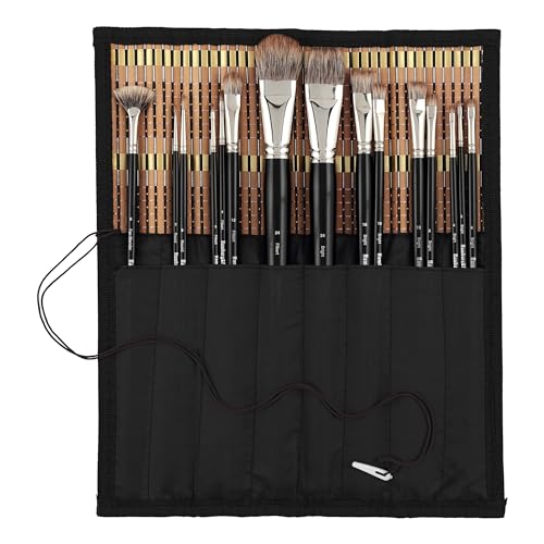 Creative Mark Paint Brush Roll Up Case - Bamboo Brush Mat with Tie Closure, 8 Large Pockets for Short and Long Handle Brushes, Breathable Design for Artists, Teachers, Students - size: Large