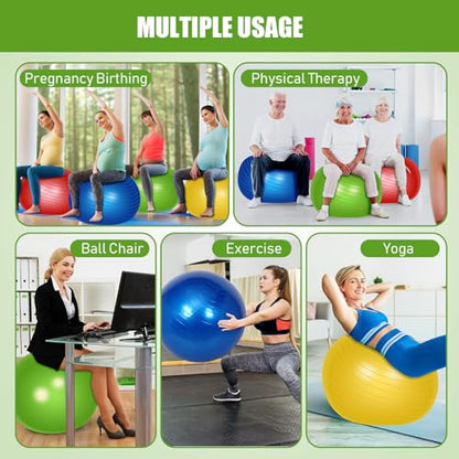 Leyndo 4 Pcs 26 Inch Yoga Exercise Ball Pilates - color: Bright Color