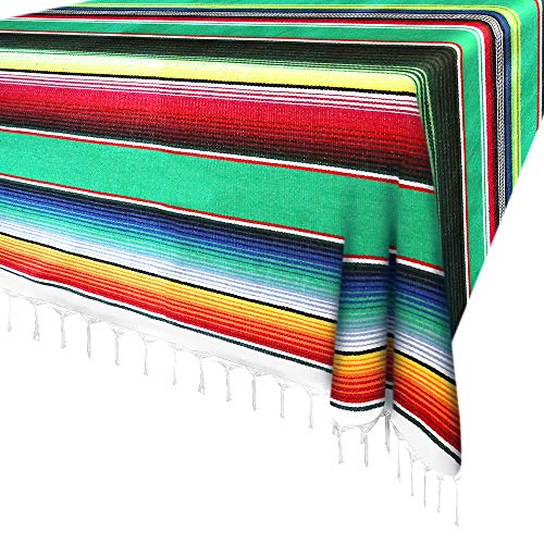 Xplanet 84 X 59 Inch Mexican Serape Blanket Bay Window Blanket, Mexican Tablecloth Serape Tatami Blanket Bed Blanket Table Cover Tapestry Blanket Picnic Mat for Mexican Party Wedding Decorations - color: Green