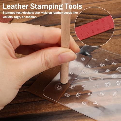 Ouliget Leather Stamping Tools,Leather Carving Kit with Letters and Numbers Saddle Making Stamp Punch Set for DIY Crafting Embossing, Leatherworking,2 Sets