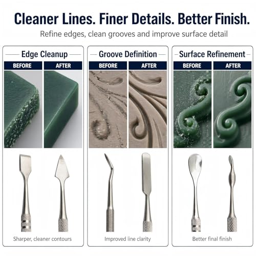 Wax Carvers Set Double Ended Dental Wax Modeling Sculpting Tools Dental Picks Polymer Pottery Clay Carving Tool Stainless Steel 12 Pieces