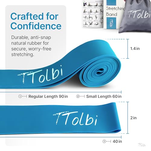 2-Pack Ballet Stretch Bands with Foot Mini Loop, Natural Rubber Dance Bands | Splits and flexibility training for kids, teens and adult dancers, gymnasts and cheerleaders, beginner guide and travel bag - color: Soft Blue Small