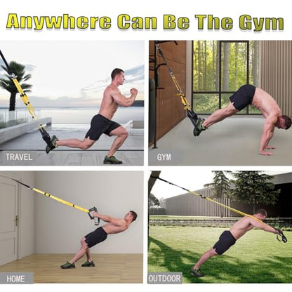 Bodyweight Resistance Training Straps, Home Gym Fitness Trainer kit - color: Army Green