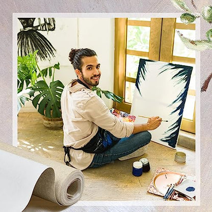 Fuutreo 8 Yard Long x 36" Wide / 63'' Wide Large Canvas Roll 12 oz Cotton Triple Primed Canvas Roll Gesso Artist Painting Backdrop(36" Wide x 8 Yard Long) - size: 36" Wide x 8 Yard Long