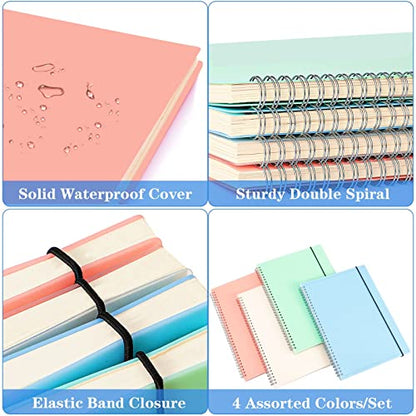 Spiral Notebook, Dotted Journal Notebook, 4 Pack Large B5 Dot Grid Notebook for Journaling, 560 Thick Paper Dot Journal for Bullet, Work, School, 24pcs Index Tabs, Assorted Pastel Notebook, 8" x 10" - size: 8" x 10", style: Dotted