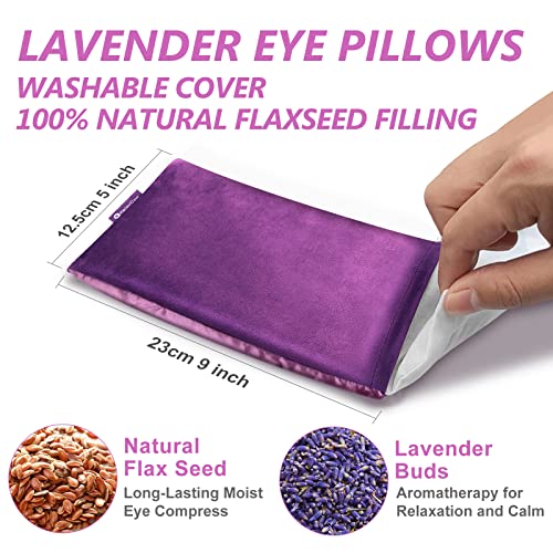 RelaxCoo Lavender Eye Pillow for Relaxation, Yoga, Sleeping, Weighted Eye Mask Heated for Headache, Sinus, Dry Eyes Relief, Moist Heat Eye Compress, Meditation Accessories with Aromatherapy, Pack of 2 - color: 2 Pack