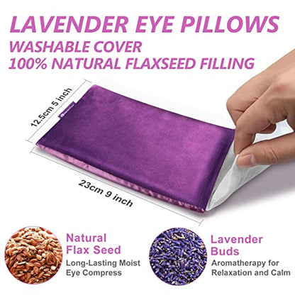 RelaxCoo Lavender Eye Pillow for Relaxation, Yoga, Sleeping, Weighted Eye Mask Heated for Headache, Sinus, Dry Eyes Relief, Moist Heat Eye Compress, Meditation Accessories with Aromatherapy, Pack of 2 - color: 2 Pack