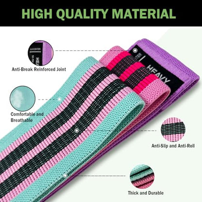 KANGFITER Non-Slip Fabric Resistance Bands for Working Out 3 Levels - color: 3.Colorful Set