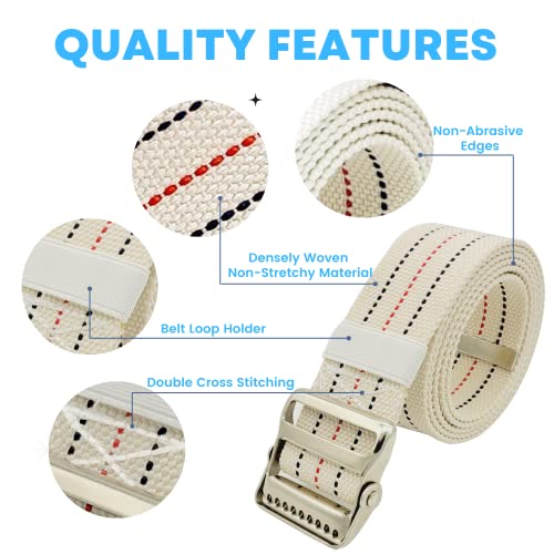 LiftAid Transfer and Gait Belt 60 Inch with Metal Buckle and Loop - Walking, Standing and Transfer Assist Aid for Seniors, Elderly Patients, Caregiver, Nurse, Therapist (Beige Pack of 10) - color: Beige Pack of 10