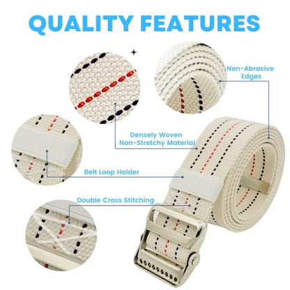 LiftAid Transfer and Gait Belt 60 Inch with Metal Buckle and Loop - Walking, Standing and Transfer Assist Aid for Seniors, Elderly Patients, Caregiver, Nurse, Therapist (Beige Pack of 10) - color: Beige Pack of 10