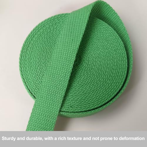 Heavy‑Duty Cotton Webbing Strap 1''x6yds Green for Bags | 2mm thick webbing for dog collars, backpack, bag handles, apron straps, slings, sewing repairs & DIY craft projects. - color: Green