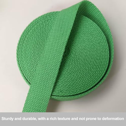 Heavy‑Duty Cotton Webbing Strap 1''x6yds Green for Bags | 2mm thick webbing for dog collars, backpack, bag handles, apron straps, slings, sewing repairs & DIY craft projects. - color: Green
