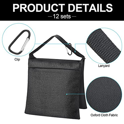 12 Packs Photography Weight Bags Photo Studio Filled Weight Bag Empty Heavy Sandbag Set for Photography Tripod Stand Light Stand Sports Outdoor Photo Video Studio Boom Brackets (Black) - color: Black