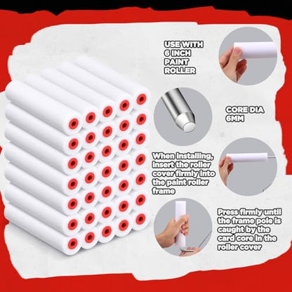 Nuogo 120 Pcs 6 Inch Foam Paint Roller Mini High Density Foam Roller Refills Paint Edger Tool for Walls Brings Smooth Finishes Flat Surfaces (White) - size: 6 Inch