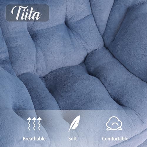 Tiita Lazy Chair with Ottoman, Comfy Reading Accent Chair, Plush Light Blue - color: Plush-light Blue