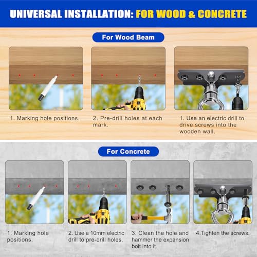 Dolibest Heavy Duty Swing Hanger with Bearing, Ceiling Mount Swing Hook,One-Piece Design Base, Swing Set Hardware for Punching Bag, Boxing, Hammock Chair, Yoga Swing, Porch Swing (360° +180° Rotation) - color: A: 360°+180° Swing Hanger With Carabiner