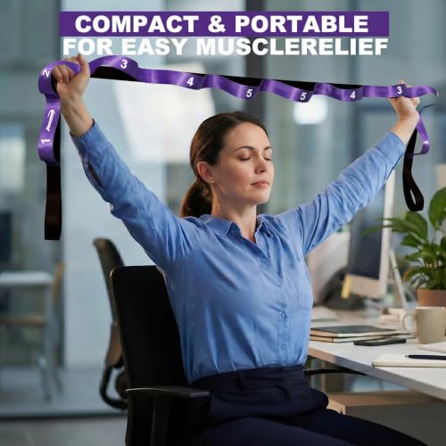 Acozycoo Stretching Strap with Loops for Physical Therapy,Knee,Calf,Back - color: Purple, size: Length: 86 Inch, Width: 1.5 Inch