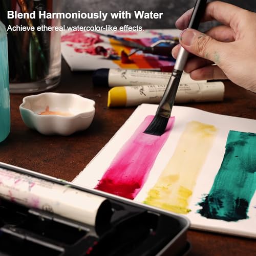 PHOENIX 49 Colors Oil Paint Stick - Set of 37ml Large Soft Water Soluable Oil Pastels with Palette Knife, Art Gift Pack Travel Set for Artists - color: 49 Multi Colors