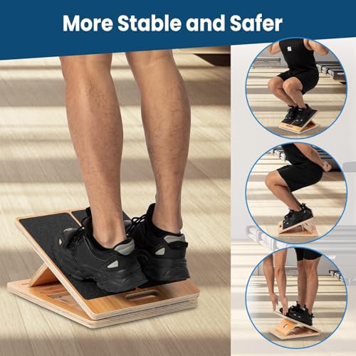 StrongTek Wooden Slant Board, 13-Inch Wide, 5 Adjustable Angles 15°-35° | Non-Slip Surface and Base, Beginner-Friendly Stretching, Squats, Physical Therapy and Rehab, Built-In Carry Handle