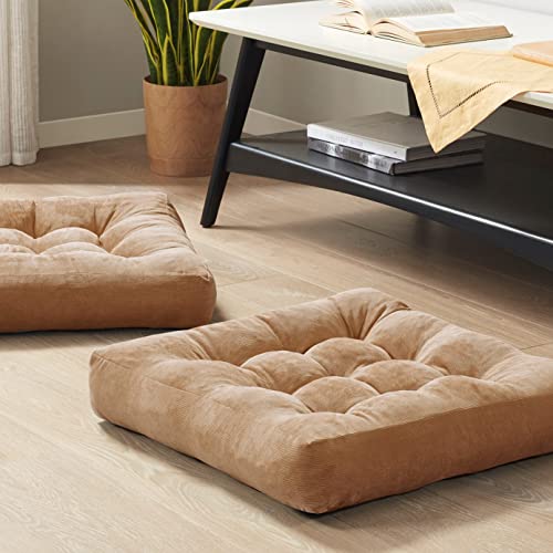 Floor Pillows Set of 2, Large Meditation Cushion for Adults, 22 Inch Square - color: Square | Coffe | 2 Pack, size: 2 Pack