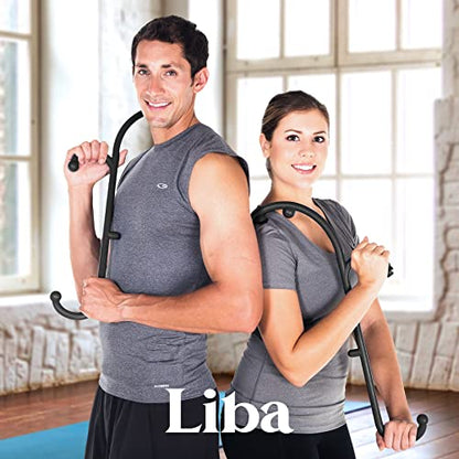 LiBa Back Massager Trigger Point Cane, Deep Tissue Back Neck Massager Black | Pain relief tool, reaches between shoulder blades, BPA-free, trigger point massage tool for full body, shoulders, Legs - color: B. Black