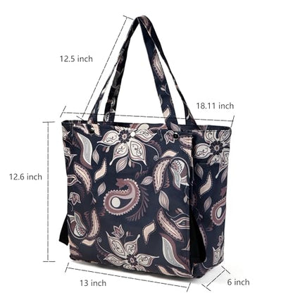 Floral Paisley Pattern Yoga Bag, Canvas Tote with Blue and Pink Design, Spacious Carrier for Yoga Mat and Accessories - color: Grey