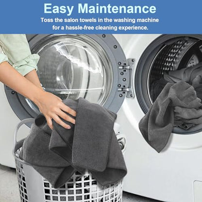 UNIMADE 48 Pack Gym Towels Set - Highly Absorbent and Quick Drying Microfiber Salon Towels, Premium Hand Cloths for Bathroom, Gym, Shower, Hotel, and Spa - 16x27 inch (Grey) | Highly Absorbent and Quick Drying Premium Hand Cloths for Bathroom, Gym, Shower