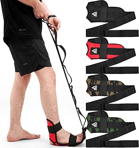 RDX Yoga Stretching Strap, Ankle Ligament Stretcher Belt with Loops Ligament Stretch Band, Fitness Leg Stretcher for Plantar Fasciitis, Foot Stretch Assist for Hamstring, Flexibility Exercise - color: Red