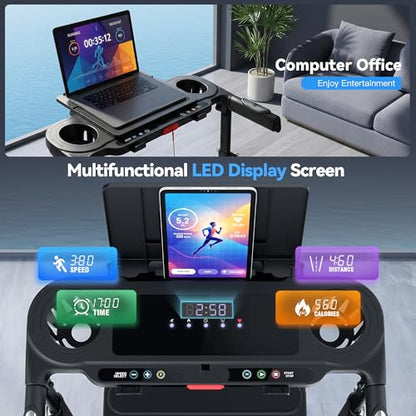 ANCHEER 15% Incline Treadmill with Desk Workstation & Adjustable Height