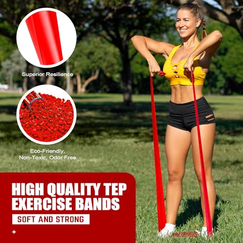 HPYGN 3 Levels Non-Latex Exercise Bands for Physical Therapy & Yoga, Professional Resistance Bands Set for Working Out, Strength Training, Pilates & Rehab, TPE Elastic Stretch Bands for Seniors, Women - color: 8-Black/Blue/Red, size: 6.9ft