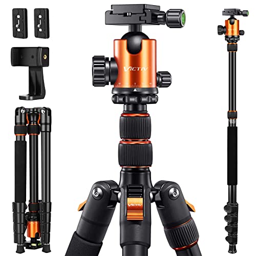 82" Tall Camera Tripod Heavy Duty, Aluminum Monopod for Photography Travel | Professional & Compact, 360 Metal Ball Head, 30lbs Load Capacity for Phone, DSLR, Spotting Scope,Telescope, Binocular - color: Orange, size: 82inch