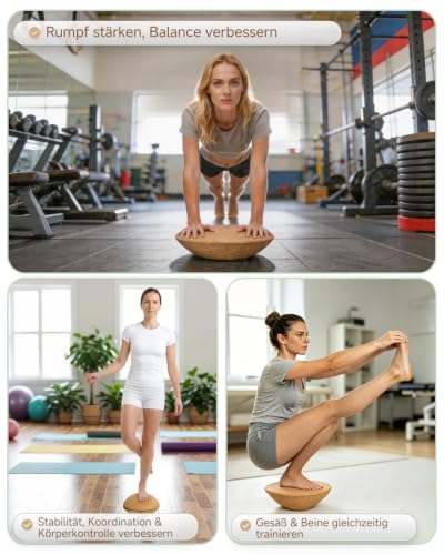 Rocalt Half Ball Balance Trainer, 11.8” Cork Wobble Board