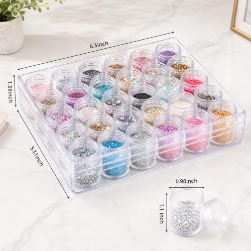 30 Grids Diamond Painting Storage Containers, Portable Bead Art Organizer Case with Lids for Crafts, Jewelry DIY - size: 6.3 X 5.3 X 1.4inch