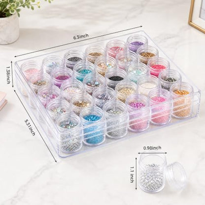 30 Grids Diamond Painting Storage Containers, Portable Bead Art Organizer Case with Lids for Crafts, Jewelry DIY - size: 6.3 X 5.3 X 1.4inch