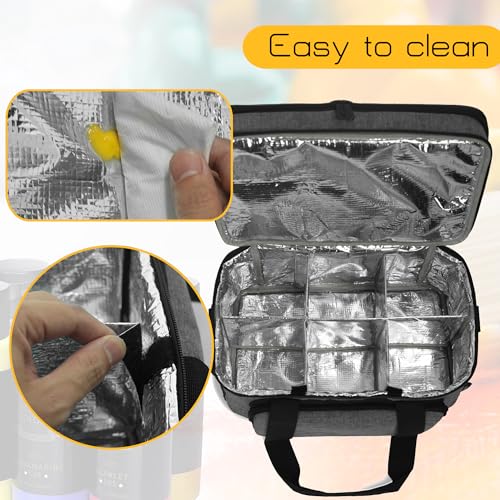 Acrylic Paint Organizer Bag, Holds 54 (2 oz) Bottles | Art Supply Storage Case with Handle and Shoulder Strap, Durable Fabric, Brush Pocket, Palette Board, Grey