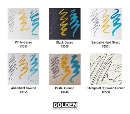 GOLDEN Gesso, 128 fl. oz. Pail | Artist grade acrylic ground; opaque white, toothy, semi-absorbent painting surface. Opaque